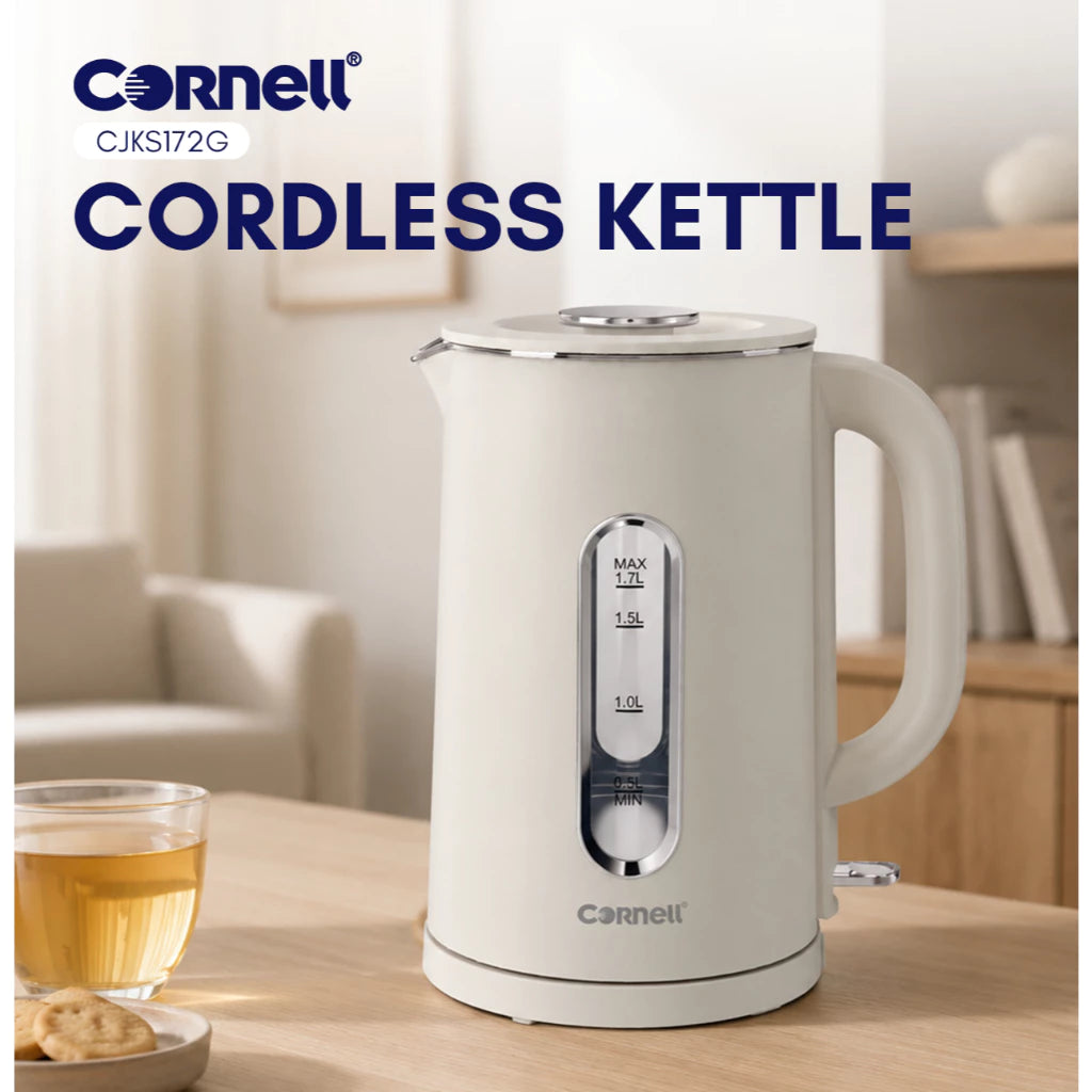 Cornell 1.7L Glass Kettle with Inner Glass Carafe, Double Wall Cool Touch